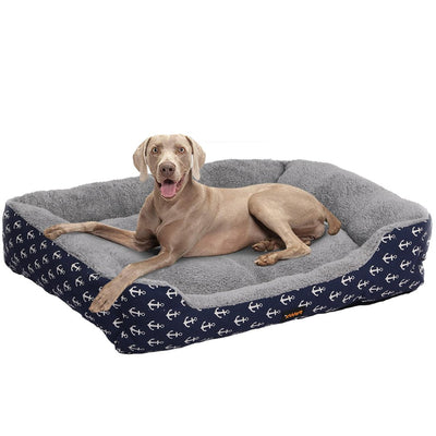 PaWz Pet Dog Cat Bed Deluxe Soft Cushion Lining Warm Kennel Navy Anchor XL