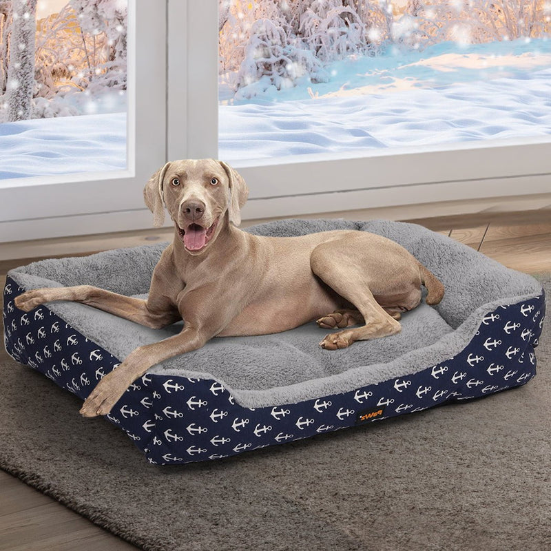 PaWz Pet Dog Cat Bed Deluxe Soft Cushion Lining Warm Kennel Navy Anchor XL Payday Deals