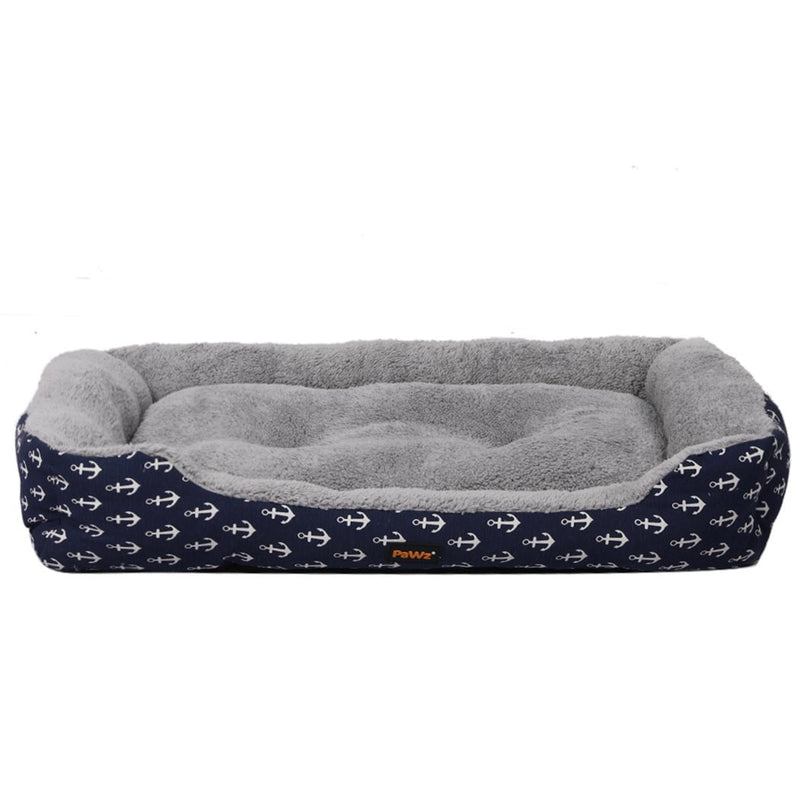 PaWz Pet Dog Cat Bed Deluxe Soft Cushion Lining Warm Kennel Navy Anchor XXL Payday Deals