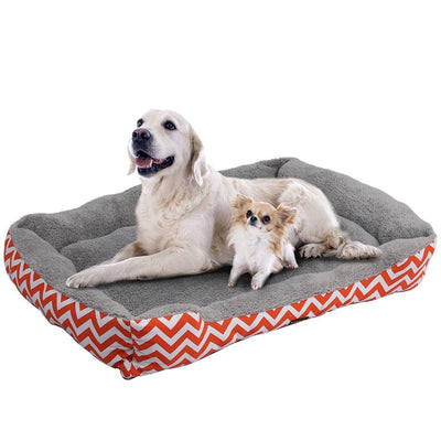 PaWz Pet Dog Cat Bed Deluxe Soft Cushion Lining Warm Kennel Orange Geo XXL