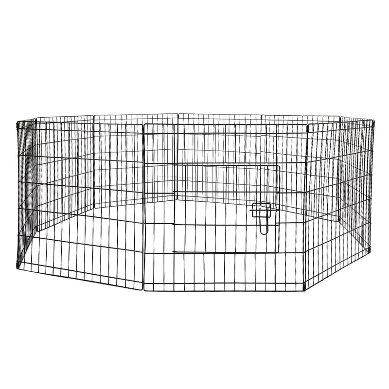 PaWz Pet Dog Playpen Puppy Exercise 8 Panel Enclosure Fence Black With Door 24" Payday Deals