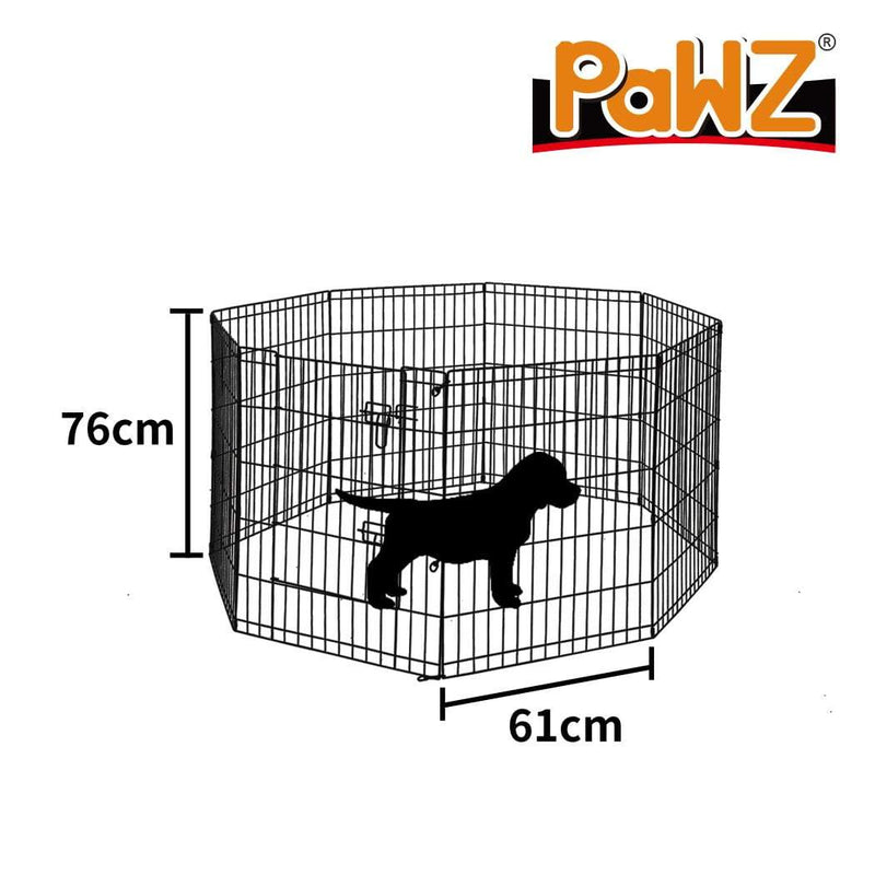 PaWz Pet Dog Playpen Puppy Exercise 8 Panel Enclosure Fence Black With Door 30" Payday Deals