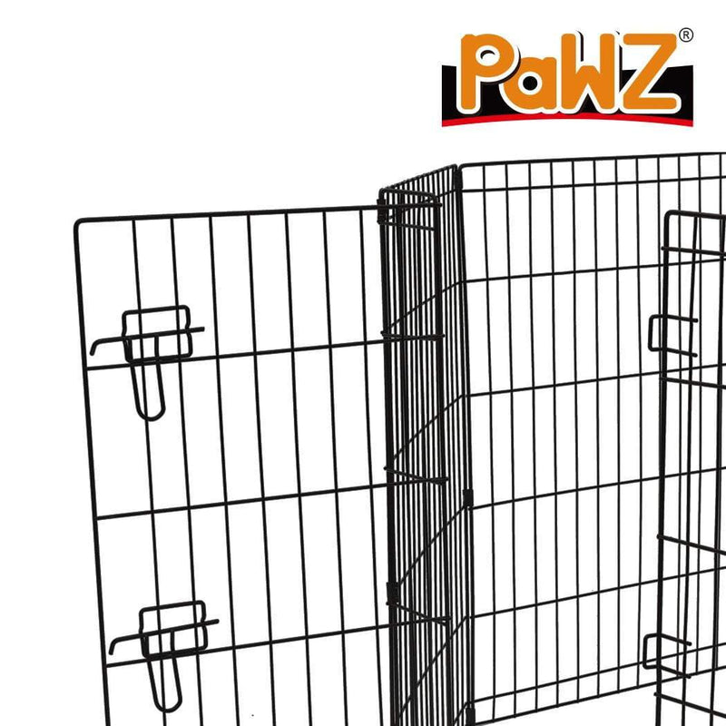 PaWz Pet Dog Playpen Puppy Exercise 8 Panel Enclosure Fence Black With Door 42" Payday Deals