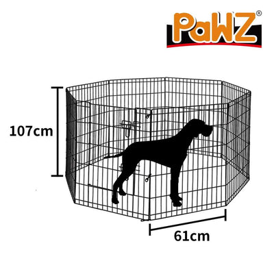 PaWz Pet Dog Playpen Puppy Exercise 8 Panel Enclosure Fence Black With Door 42" Payday Deals