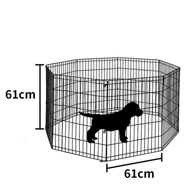 PaWz Pet Dog Playpen Puppy Exercise 8 Panel Fence Black Extension No Door 24" Payday Deals