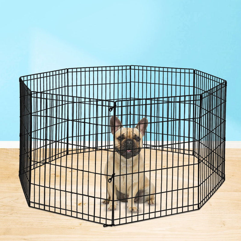 PaWz Pet Dog Playpen Puppy Exercise 8 Panel Fence Black Extension No Door 24" Payday Deals