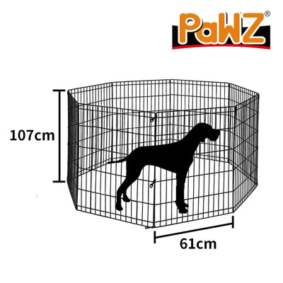 PaWz Pet Dog Playpen Puppy Exercise 8 Panel Fence Black Extension No Door 42" Payday Deals