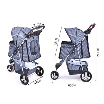 PaWz Pet Stroller 3 Wheels Dog Cat Cage Puppy Pushchair Travel Walk Carrier Pram Payday Deals