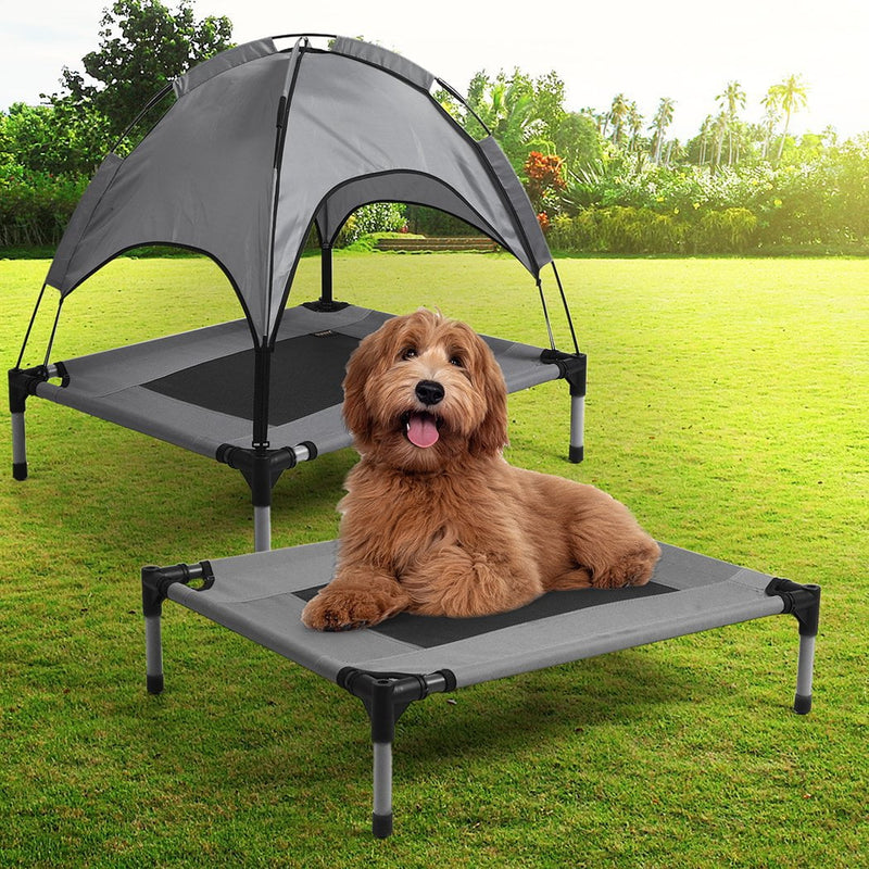 PaWz Pet Trampoline Bed Dog Cat Elevated Hammock With Canopy Raised Heavy Duty M Payday Deals