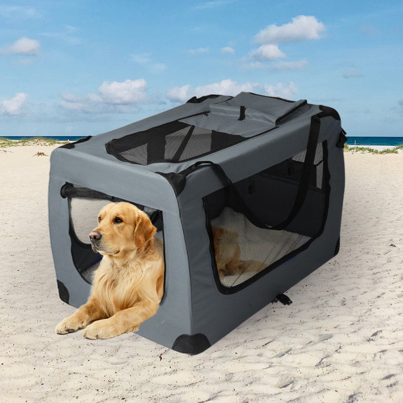 PaWz Pet Travel Carrier Kennel Folding Soft Sided Dog Crate For Car Cage Large L Payday Deals