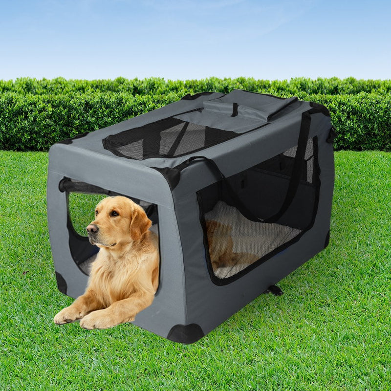 PaWz Pet Travel Carrier Kennel Folding Soft Sided Dog Crate For Car Cage Large L Payday Deals