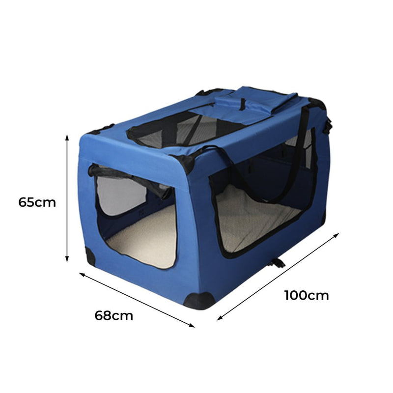 PaWz Pet Travel Carrier Kennel Folding Soft Sided Dog Crate For Car Cage Large L Payday Deals