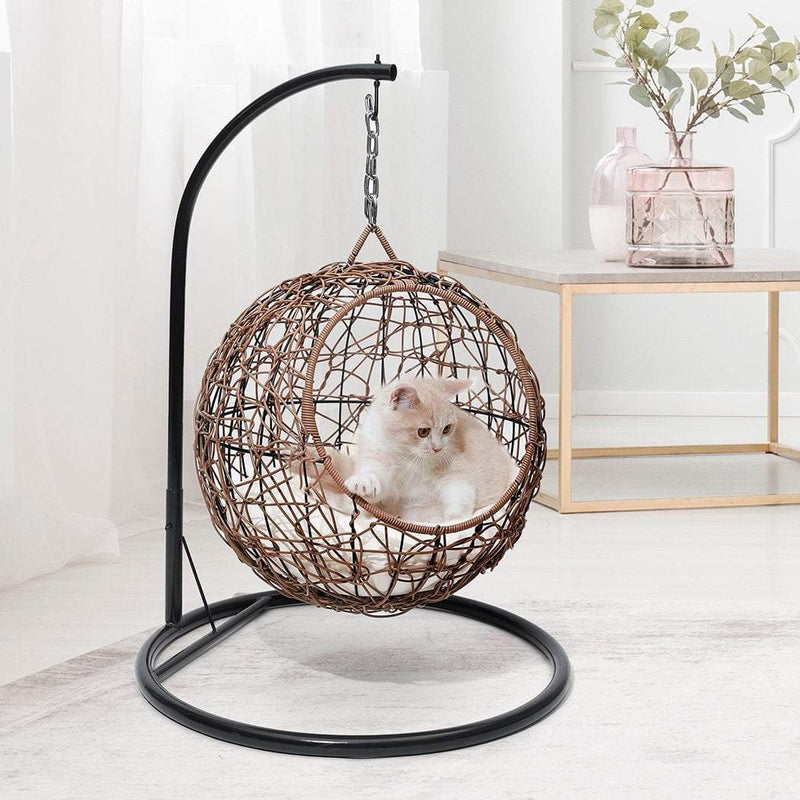 PaWz Rattan Cat Beds Elevated Puppy Wicker Hanging Basket Swinging Egg Chair Payday Deals