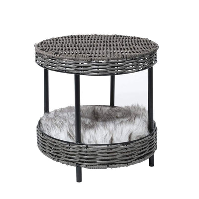 PaWz Rattan Pet Bed Elevated Raised Cat Dog House Wicker Basket Kennel Table Payday Deals