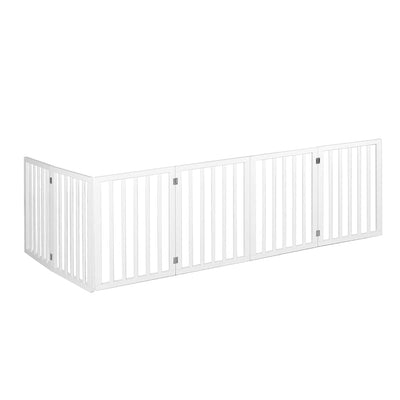 PaWz Wooden Pet Gate Dog Fence Safety Stair Barrier Security Door 6 Panels White Payday Deals