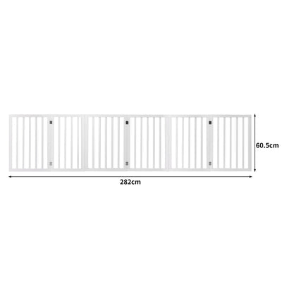 PaWz Wooden Pet Gate Dog Fence Safety Stair Barrier Security Door 6 Panels White Payday Deals