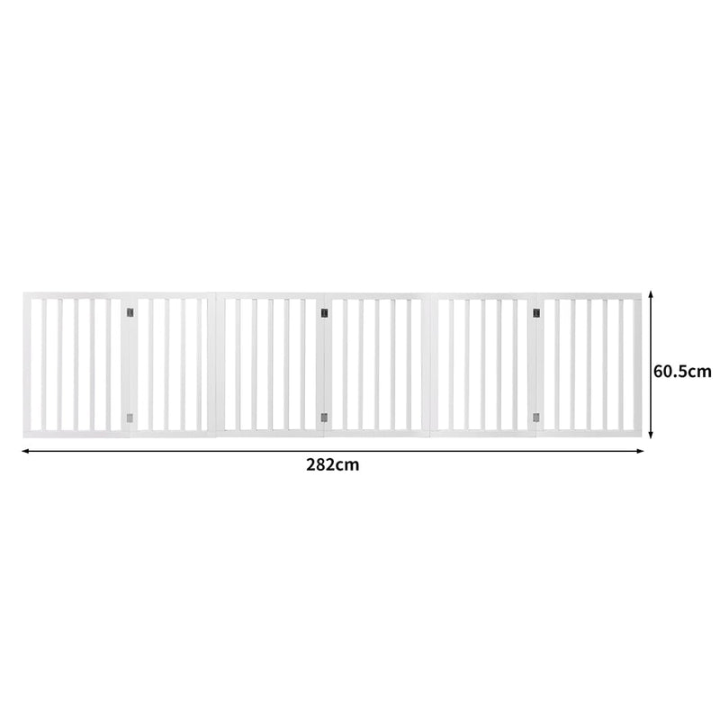 PaWz Wooden Pet Gate Dog Fence Safety Stair Barrier Security Door 6 Panels White Payday Deals