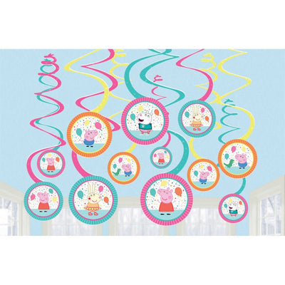 Peppa Pig Birthday Spiral Swirls Hanging Decorations