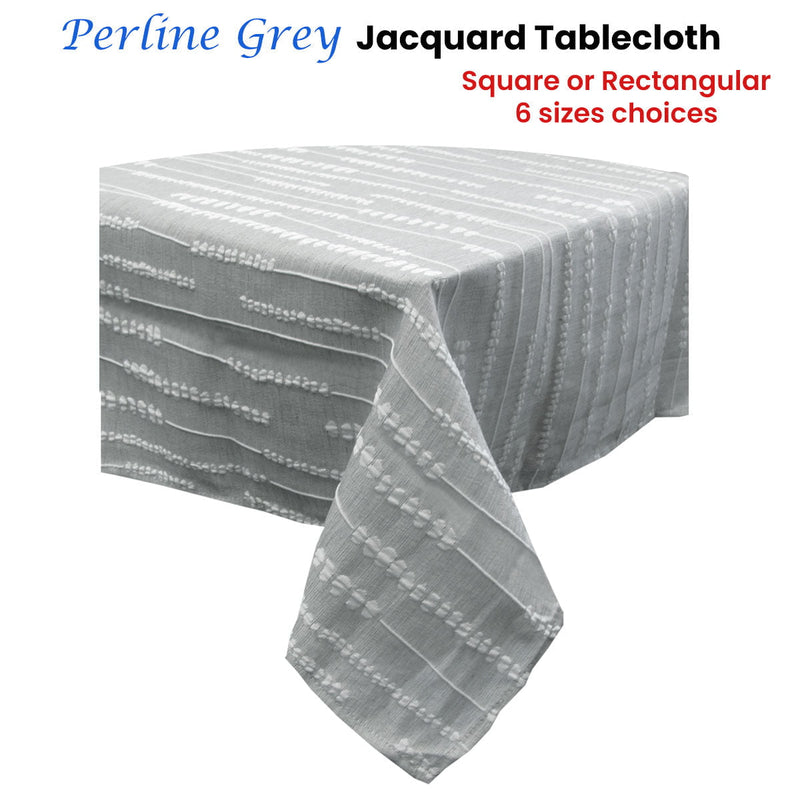 Perline Grey Jacquard Polyester Tablecloth 160 x 230cm Payday Deals