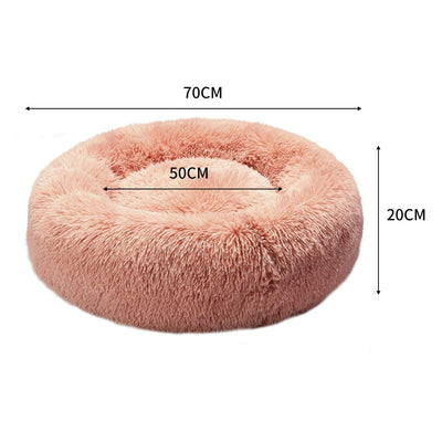 Pet Bed Cat Dog Donut Nest Calming Kennel Cave Deep Sleeping Pink L Payday Deals
