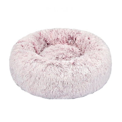 Pet Bed Cat Dog Donut Nest Calming Mat Soft Plush Kennel Pink L Payday Deals