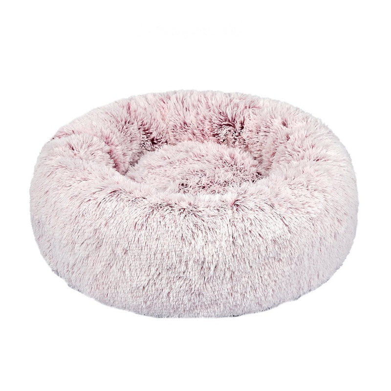 Pet Bed Cat Dog Donut Nest Calming Mat Soft Plush Kennel Pink M Payday Deals