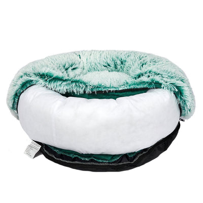 Pet Bed Cat Dog Donut Nest Calming Mat Soft Plush Kennel Teal L Payday Deals