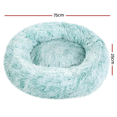 Pet Bed Dog Cat Calming Bed Medium 75cm Teal Sleeping Comfy Cave Washable Payday Deals