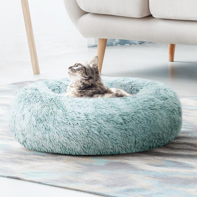 Pet Bed Dog Cat Calming Bed Medium 75cm Teal Sleeping Comfy Cave Washable Payday Deals