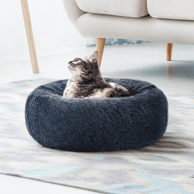 Pet Bed Dog Cat Calming Bed Small 60cm Dark Grey Sleeping Comfy Cave Washable Payday Deals