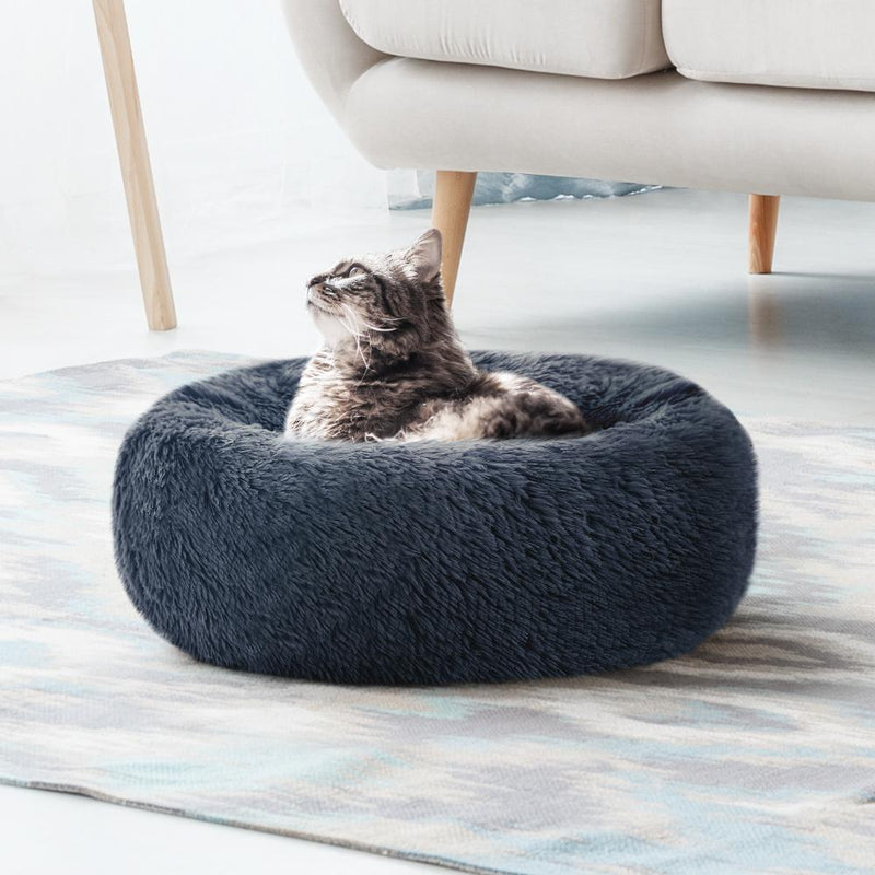 Pet Bed Dog Cat Calming Bed Small 60cm Dark Grey Sleeping Comfy Cave Washable Payday Deals
