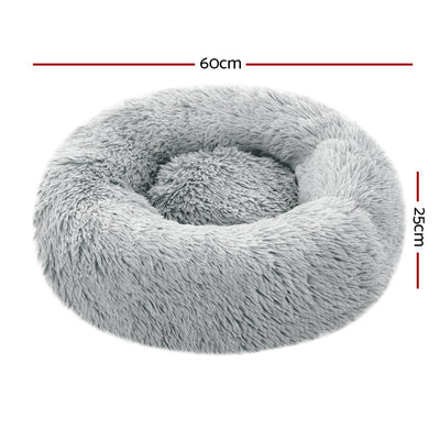 Pet Bed Dog Cat Calming Bed Small 60cm Light Grey Sleeping Comfy Cave Washable Payday Deals