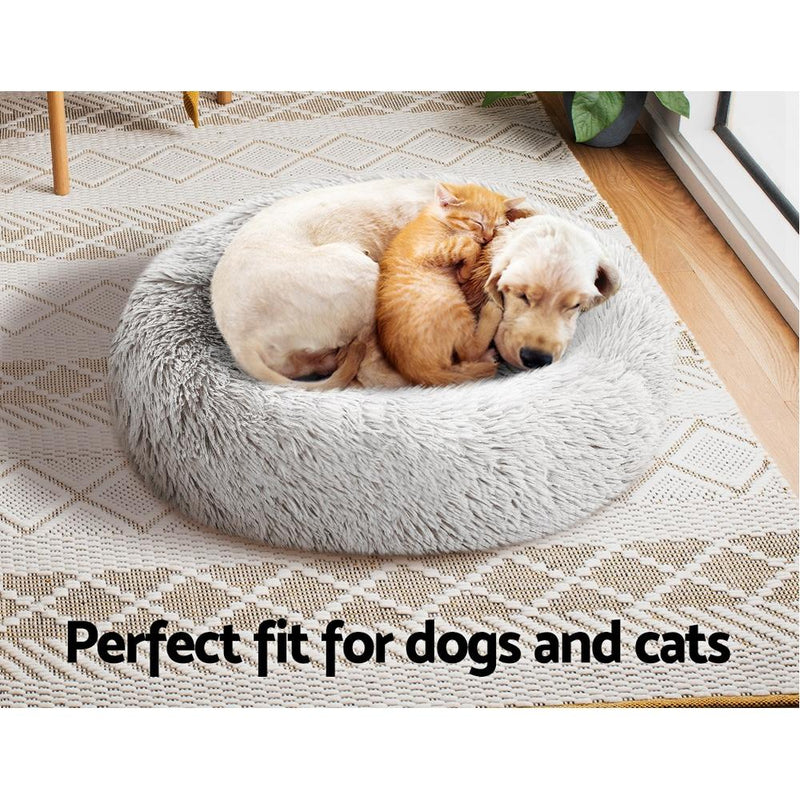 Pet Bed Dog Cat Calming Bed Small 60cm White Sleeping Comfy Cave Washable Payday Deals