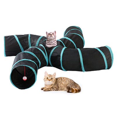 Pet Cat Kitten Puppy 4-Way Tunnel Play Toy Foldable Funny Exercise Tunnel Rabbit Payday Deals