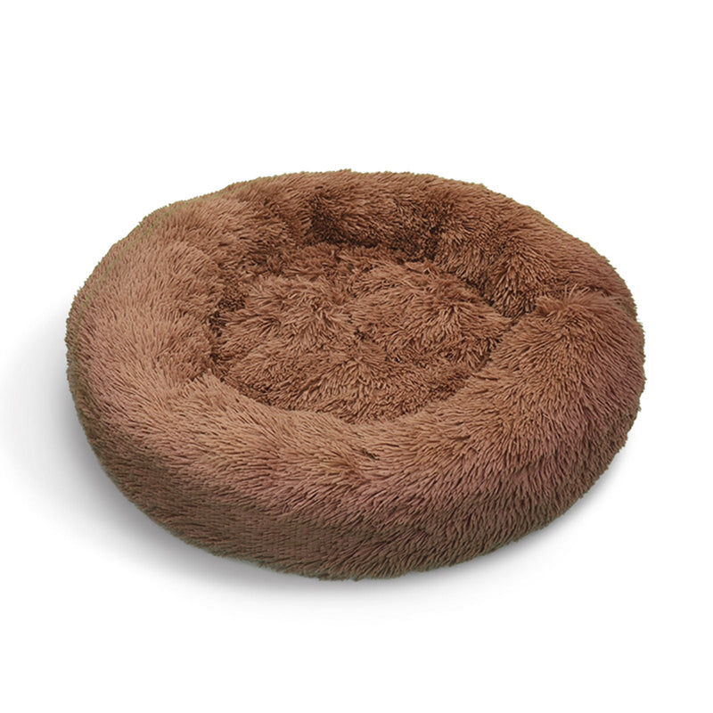 Pet Dog Bed Bedding Warm Plush Round Soft Dog Nest Light Coffee  XL 100cm Payday Deals