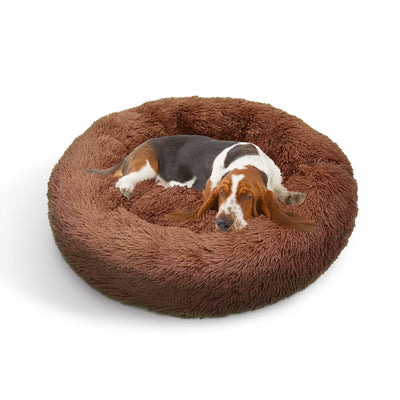 Pet Dog Bed Bedding Warm Plush Round Soft Dog Nest Light Coffee  XL 100cm Payday Deals