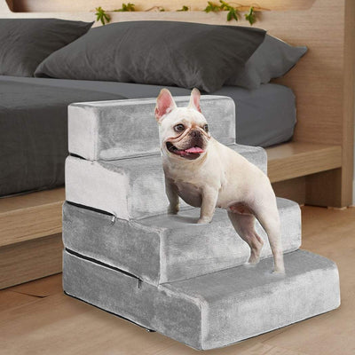 Pet Stairs 4 Steps Ramp Portable Adjustable Climbing Ladder Soft Washable Dog XL Payday Deals