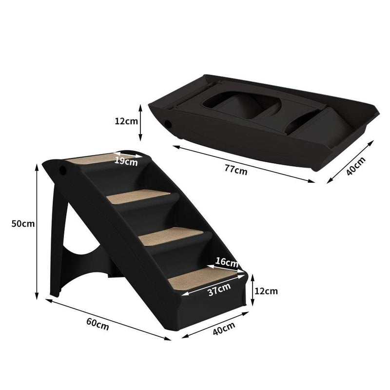 Pet Stairs Ramp Steps Portable Foldable Climbing Ladder Soft Washable Dog Black Payday Deals