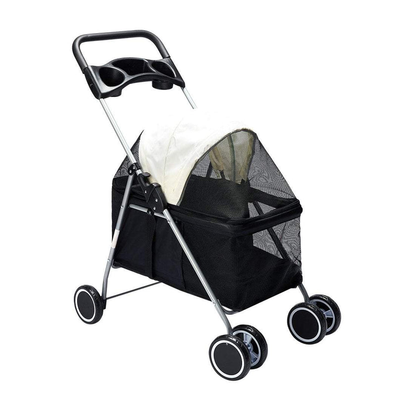 Pet Stroller Dog Cat Pram Foldable Carrier Large Travel 4 Wheels Pushchair Black Payday Deals