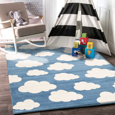 Piccolo Blue and White Cloud Kids Rug 160x230cm Payday Deals
