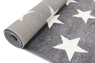 Piccolo Light Grey and White Stars Kids Rug 160x230cm