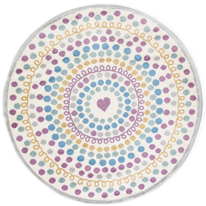 Piccolo Multi Colour and Pink Polka Dot Love Heart Kids Rug 120x170cm Payday Deals