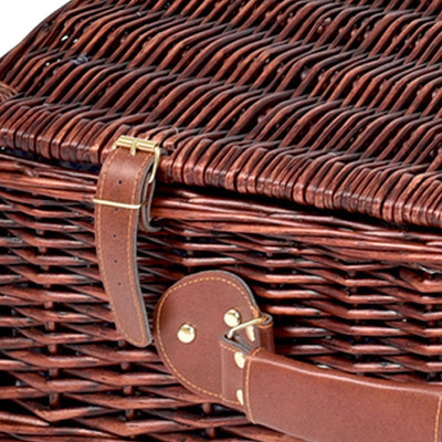 Picnic Basket 4 Person Baskets Set Insulated Wicker Outdoor Blanket Gift Storage Payday Deals