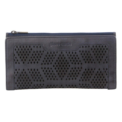 Pierre Cardin Perforated Leather Ladies Handy Travel Wallet - Teal Payday Deals