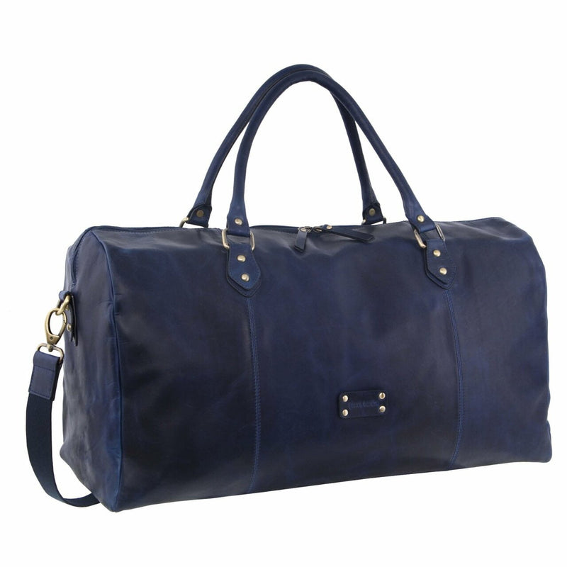 Pierre Cardin Pierre Cardin Smooth Leather Overnight Bag Luggage Weekend Duffle - Midnight Payday Deals