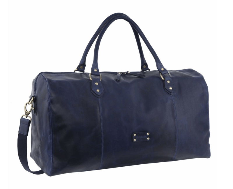 Pierre Cardin Pierre Cardin Smooth Leather Overnight Bag Luggage Weekend Duffle - Midnight Payday Deals