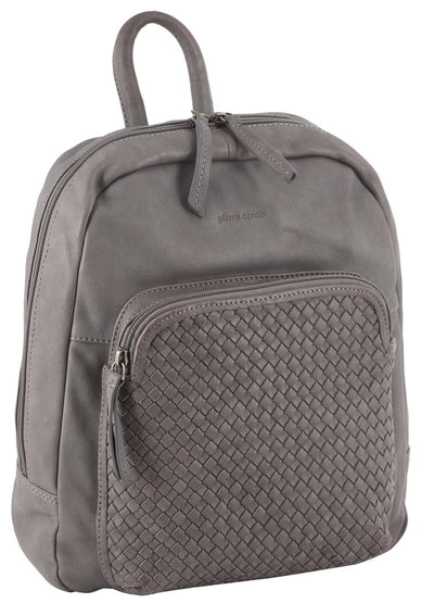 Pierre Cardin Women's Woven Soft Leather Backpack Bag Travel Designer - Sky Blue Payday Deals