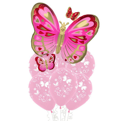 Pink Butterfly SuperShape Balloon Party Pack