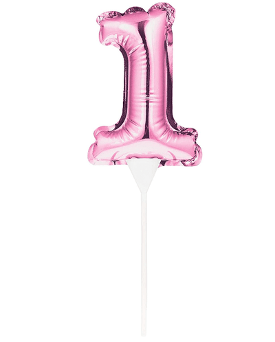 Pink Self-Inflating Number 1 Balloon Cake Topper