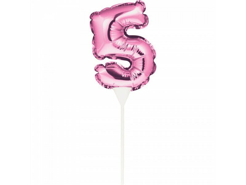 Pink Self-Inflating Number 5 Balloon Cake Topper Payday Deals